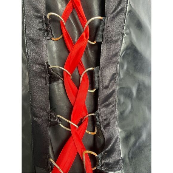 Red Balls on Fire Rare y2k PVC Vintage Prom Dress - Picture 8 of 12